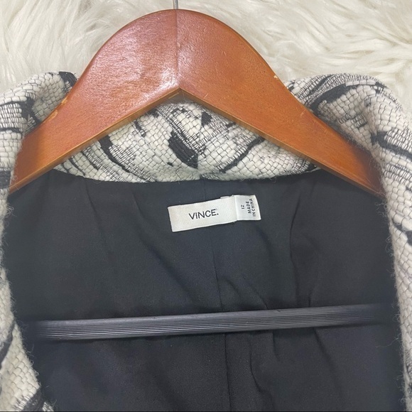 Vince Frayed Edge Jacket Blazer‎ Black & White Wool - Picture 5 of 11